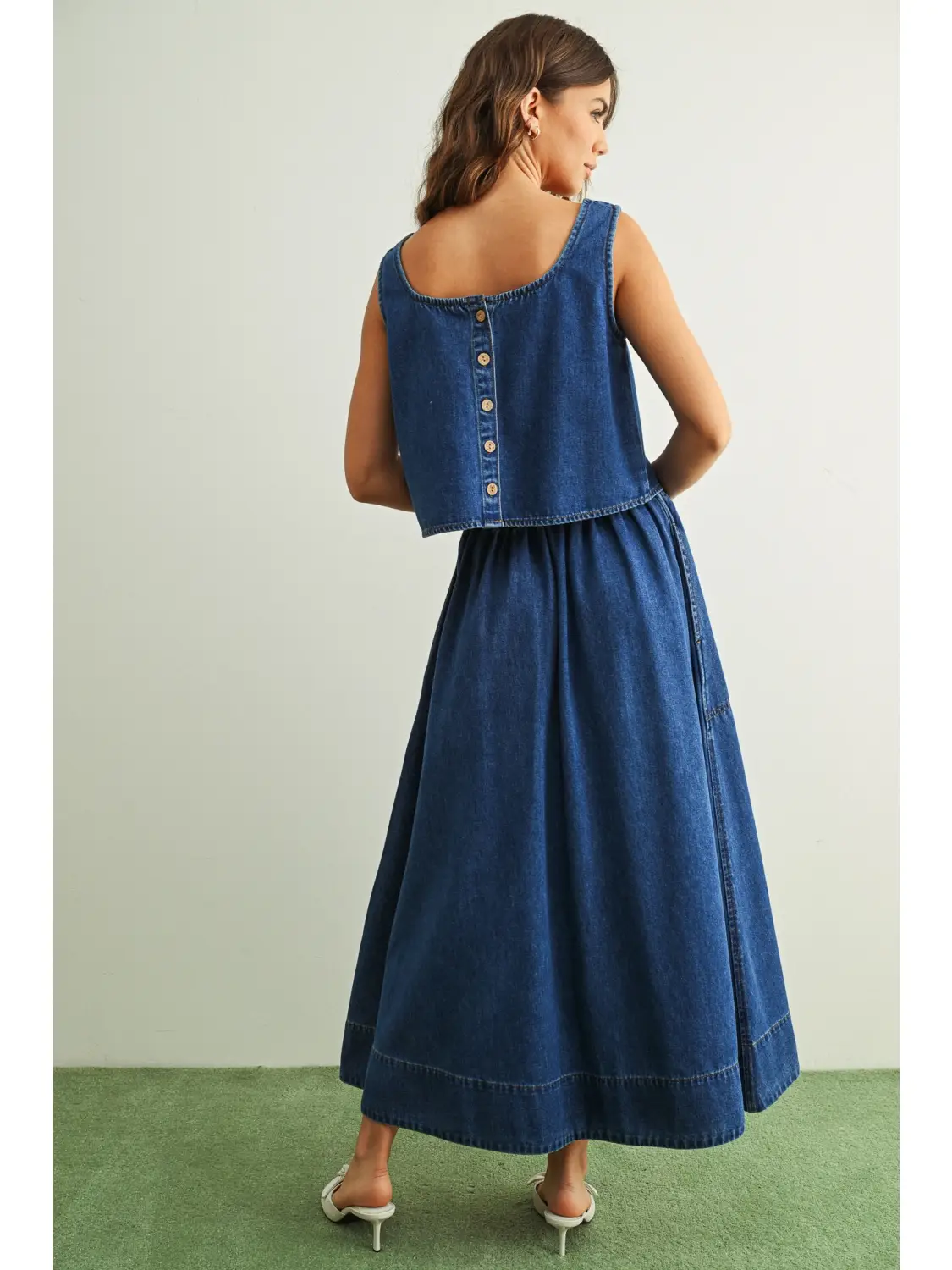 Soft Denim A Line Skirt with Pocket