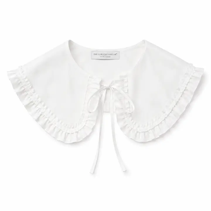 Savannah White Ruffle Bow Collar