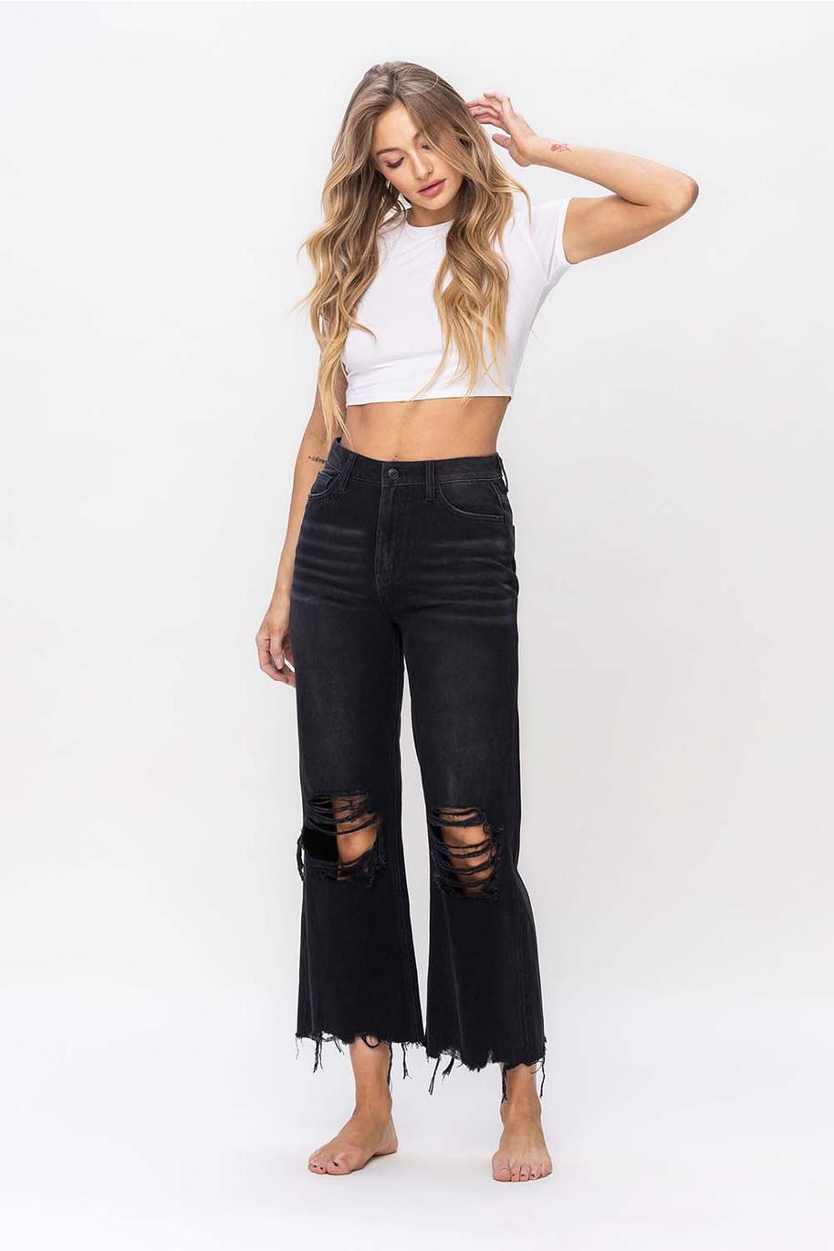 90'S VINTAGE CROP FLARE - BLACK