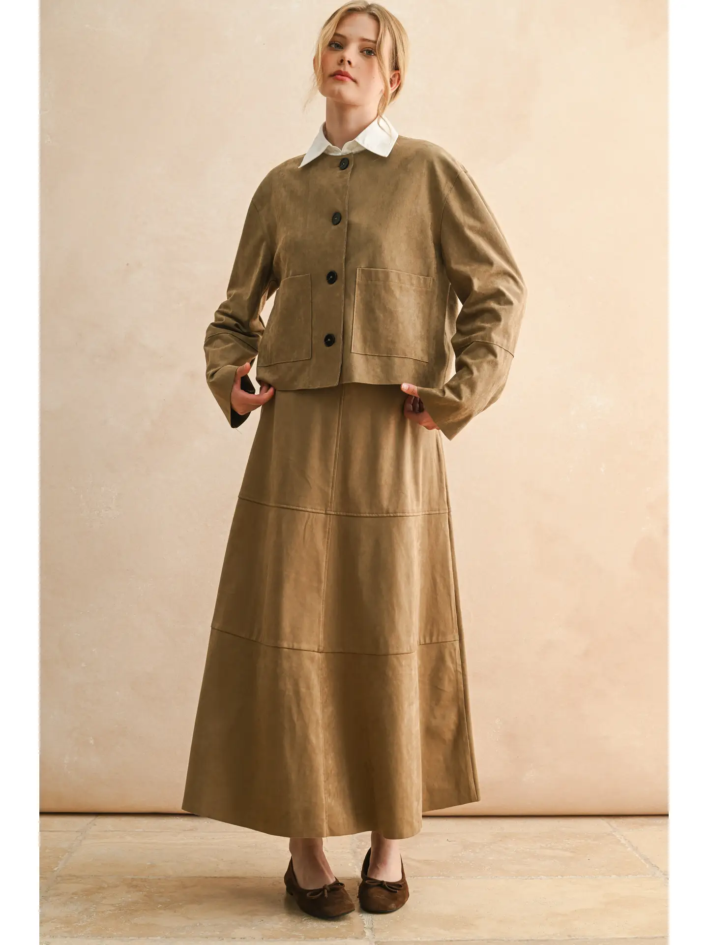 Suede A-Line Skirt