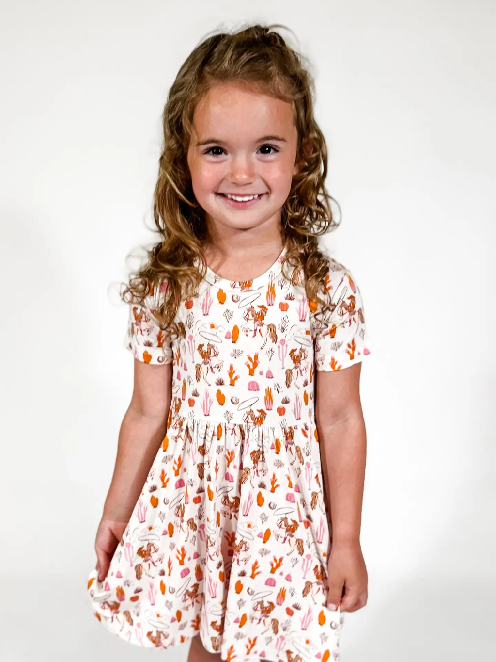 Saddle Up, Cowgirl Toile - Short Sleeve Dress