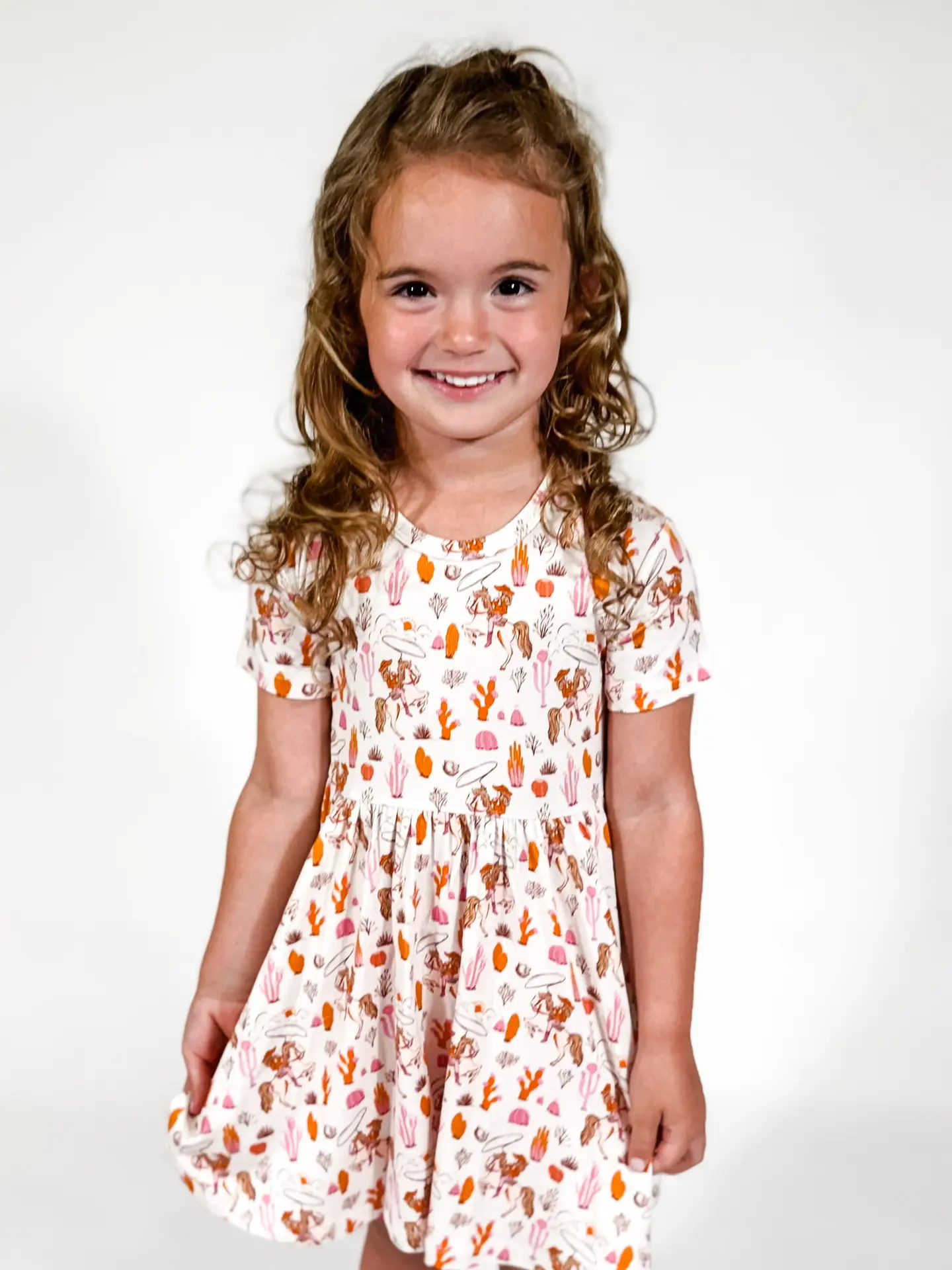 Saddle Up, Cowgirl Toile - Short Sleeve Dress