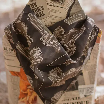 Western Saddle in Arena Brown Cowgirl Silk Scarf Wild Rag