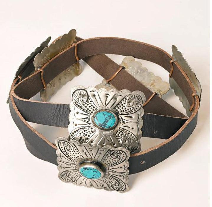 American Darling Turquoise Concho Leather Belt