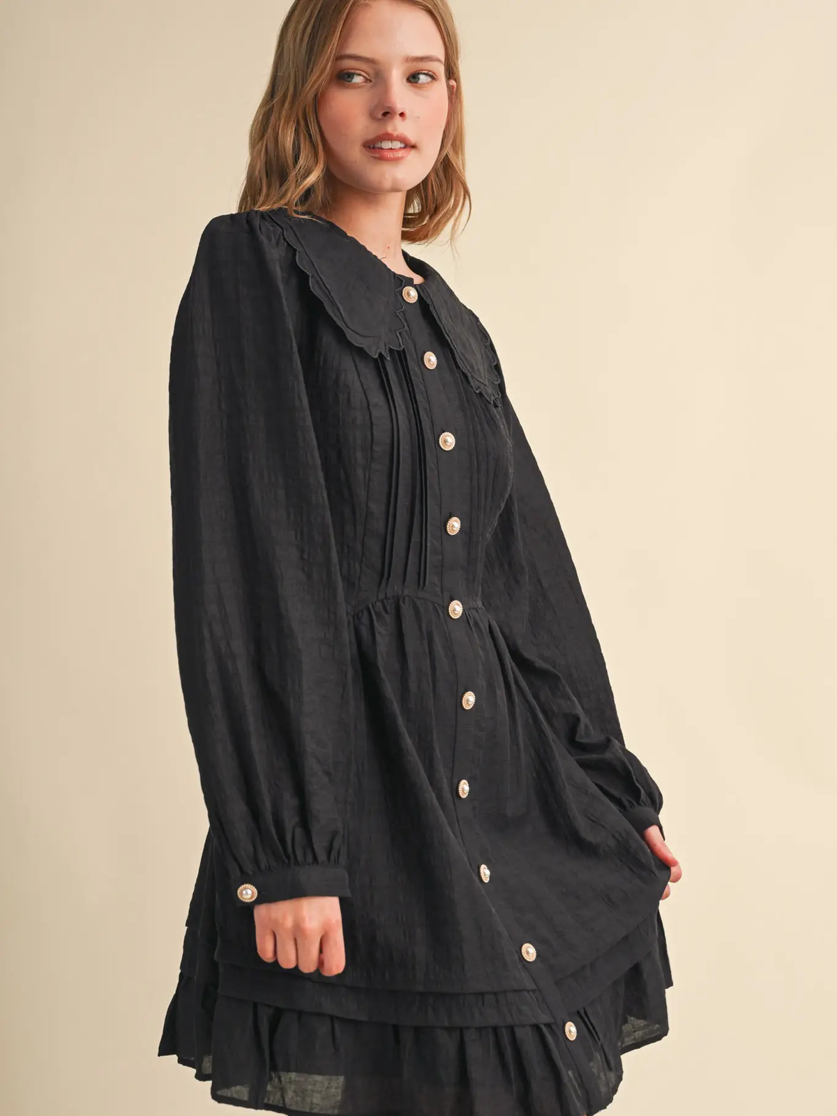 Doll Collar Button Down Mini Dress