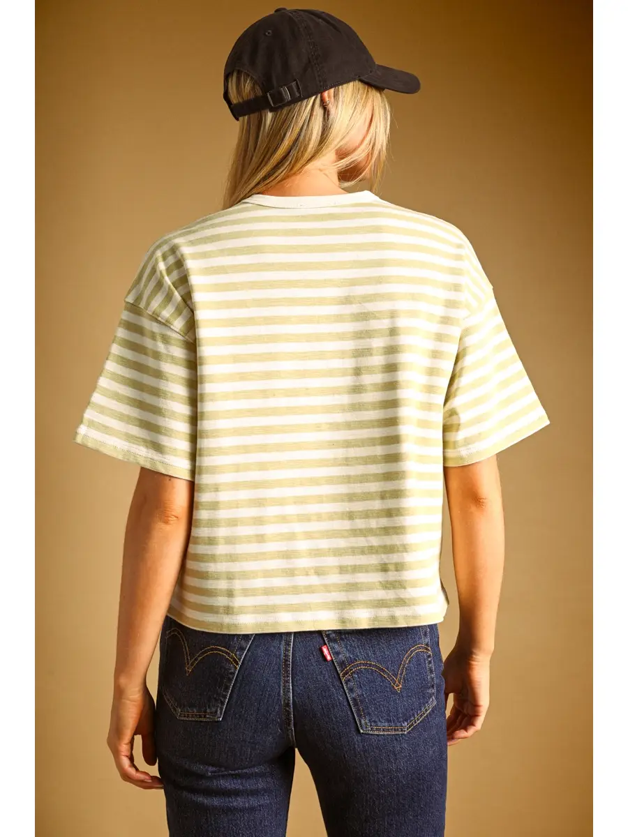 Bold Striped Short Sleeve Top - LEMON