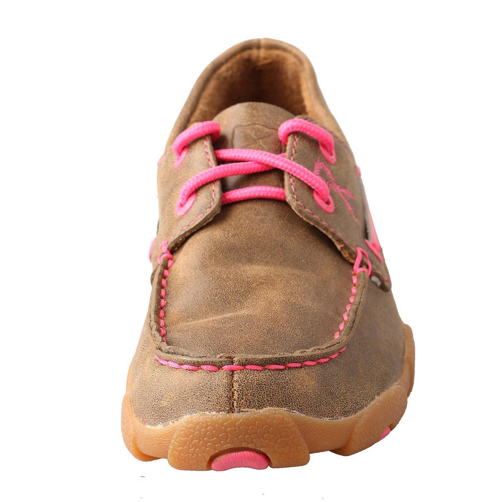 YOUTH DRIVING MOCCASINS BOAT/NEON PINK YDM0015