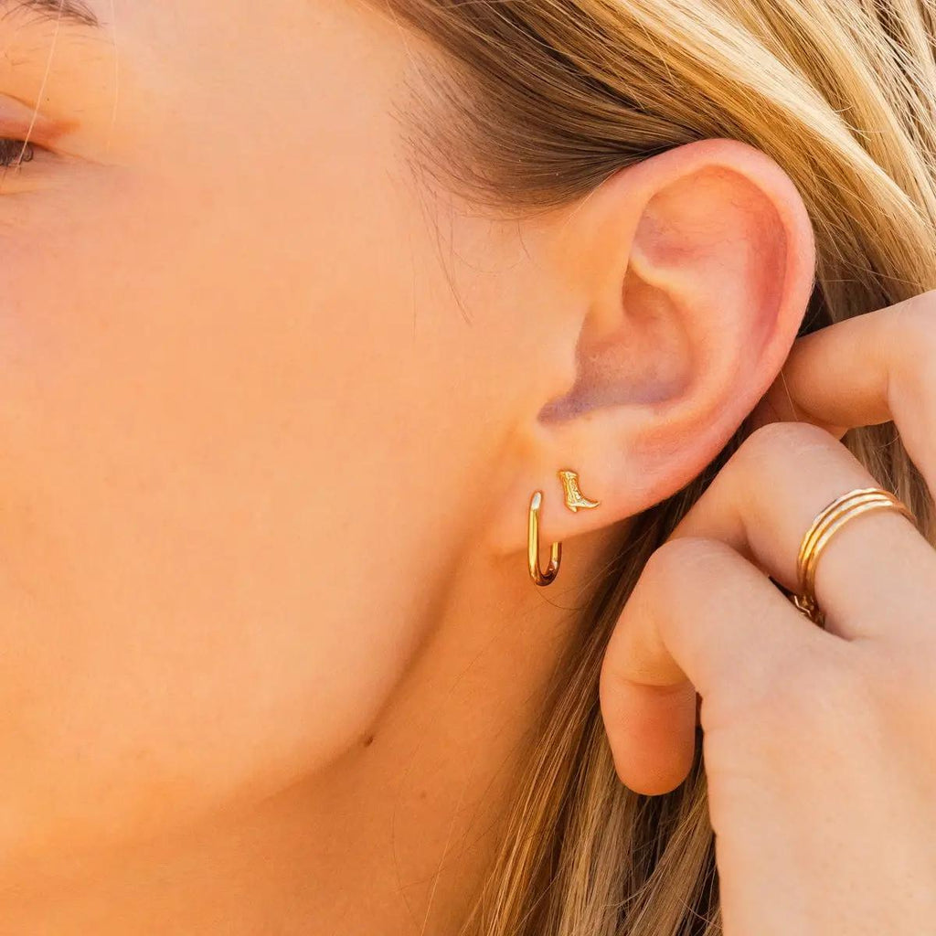 Made By Mary  Cowgirl Boots Stud Earrings - Gold