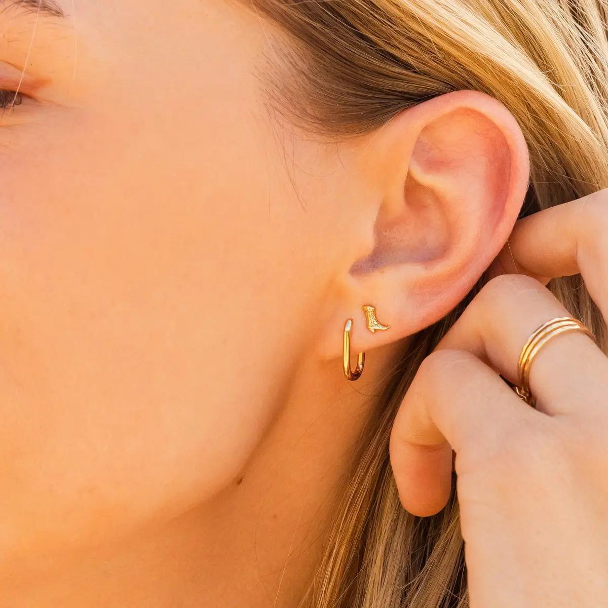Made By Mary  Cowgirl Boots Stud Earrings - Gold