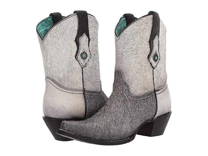 LD GREY FUR & CONCHOS ANKLE BOOT