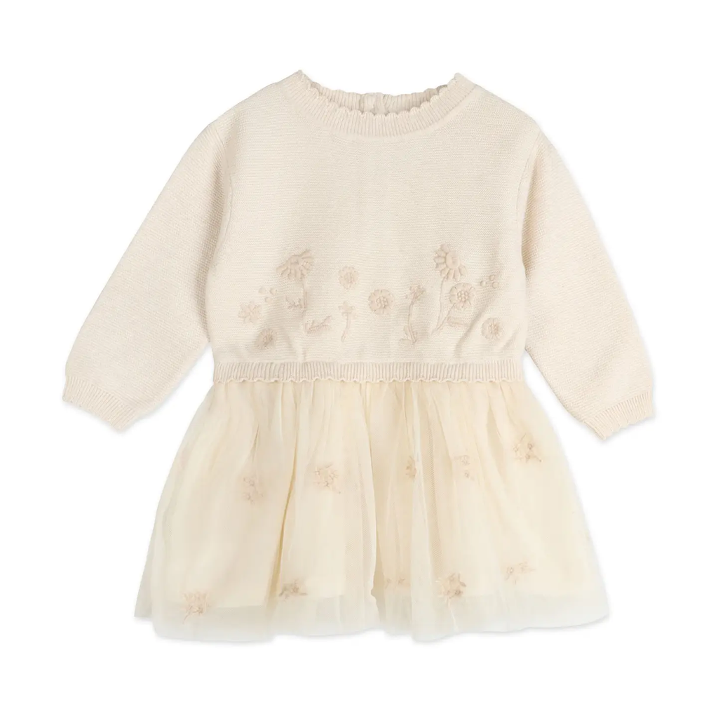 Clara Floral Knit Baby Tutu Dress (Organic Cotton)