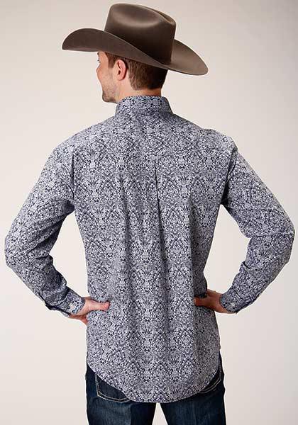 MENS L/S SHIRT   AMARILLO ALLOVER PRINT 2PKTS BUTTON  1380 CRYSTAL MEDALLION