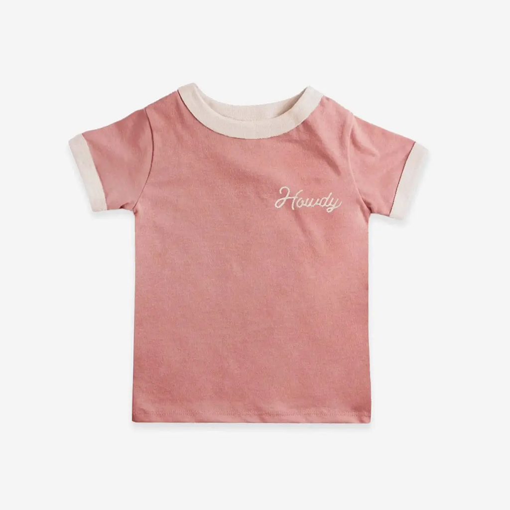 Youth Howdy Tee | Vintage Ringer - Pink