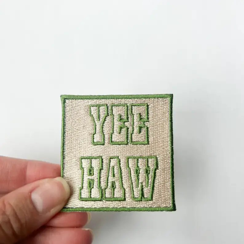Green Yee Haw Embroidered Patch