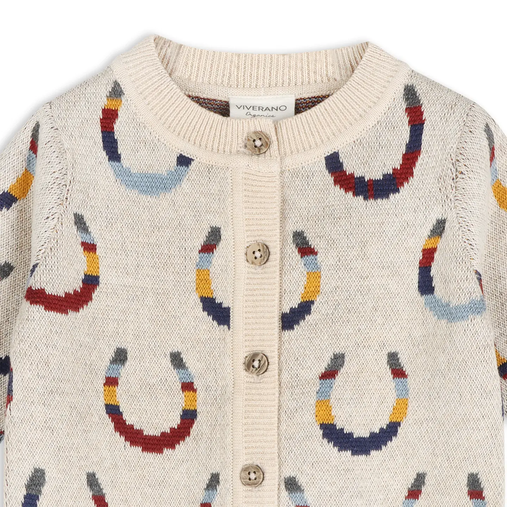 Horse Shoe Jacquard Knit Baby Cardigan (Organic Cotton)