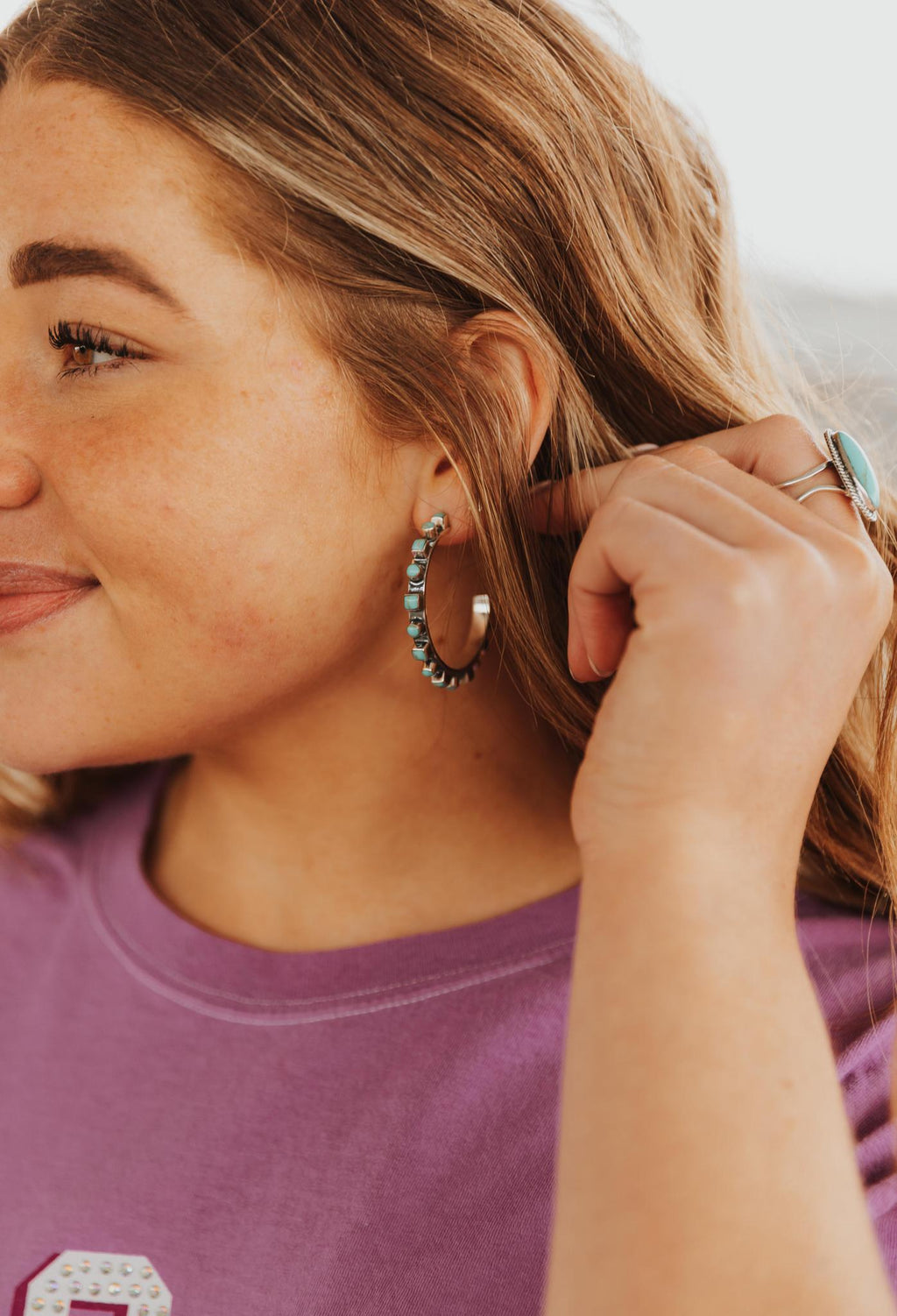 LONG OVAL ADJUSTABLE TURQUOISE RING