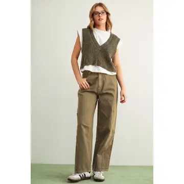 Washed Color Cargo Pants - Washed Brown