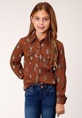 GIRLS L/S SHIRT   RELATED SEPERATE  1277 COWSKULLS PRINT LS WESTERN BLOUSE