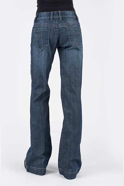 WOMENS JEAN 214 FIT TROUSER STYLE DECORATIVE PIECED BACK POCKET DETAIL11-054-0214-0321 BU