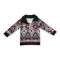 KIDS AZTEC QUARTER ZIP PULLOVER - GREY/BROWN