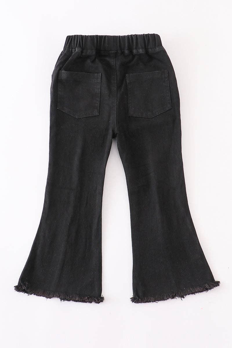 OPEN FRONT BLACK BELL BOTTOM JEANS
