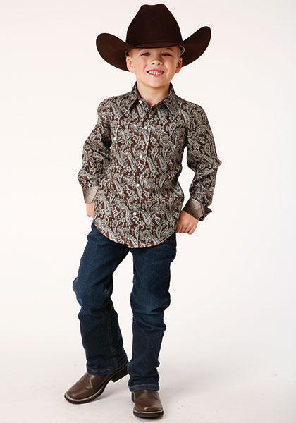 BOYS L/S SHIRT AMARILLO SNAP ALLOVER PRINT 1218 PINE PAISLEY