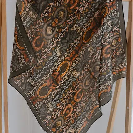 Western Harvest in Deep Juniper Silk Wild Rag Scarf