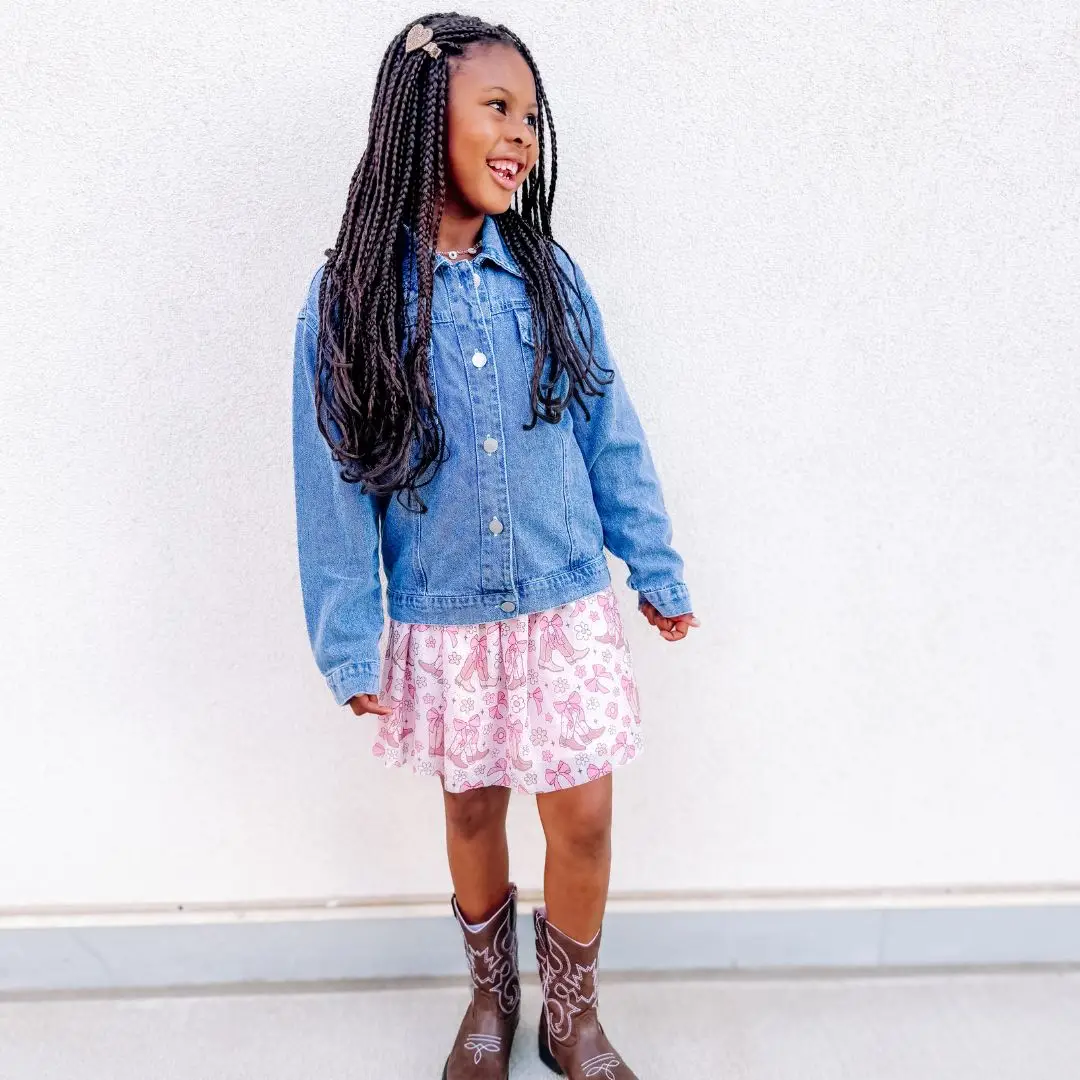 Howdy Gingham Bow Patch Denim Jacket - Western Apparel