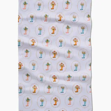 Rainboots in Bloom Tea Towel