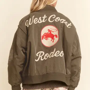 West Coast Rodeo Embroidered Bomber Jacket - MOCHA MOUSSE