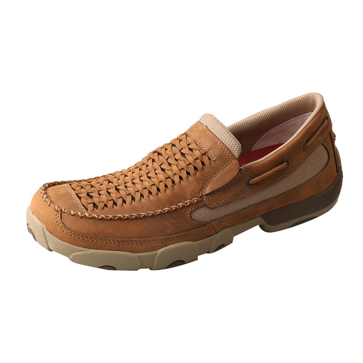 MENS SLIP ON DRIVING MOCCASINS - DISTRESSED SADDLE MDMS013