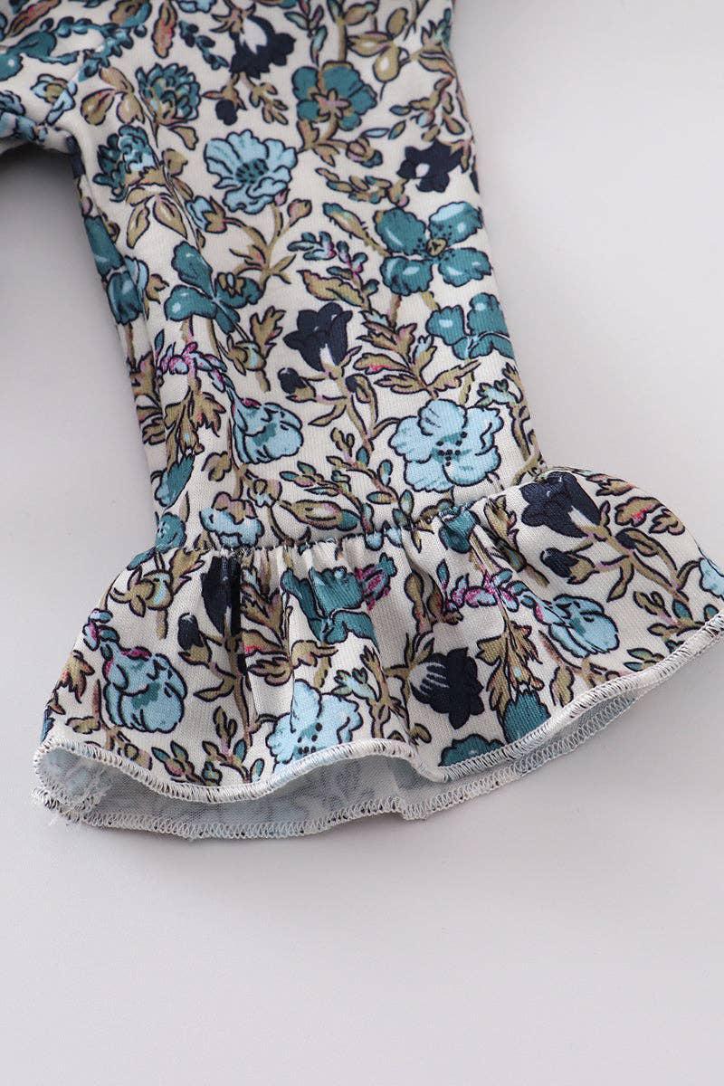 BABY GIRL BLUE FLORAL PRINT ROMPER