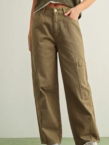 Washed Color Cargo Pants - Washed Brown