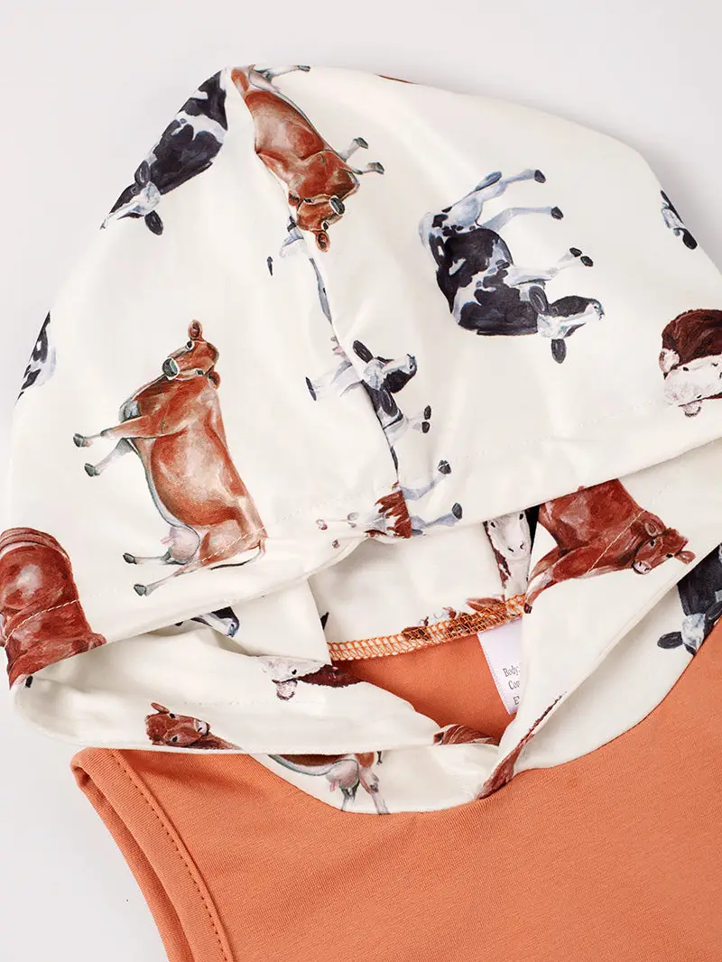 CATTLE PRINT HOODED SHORT SET