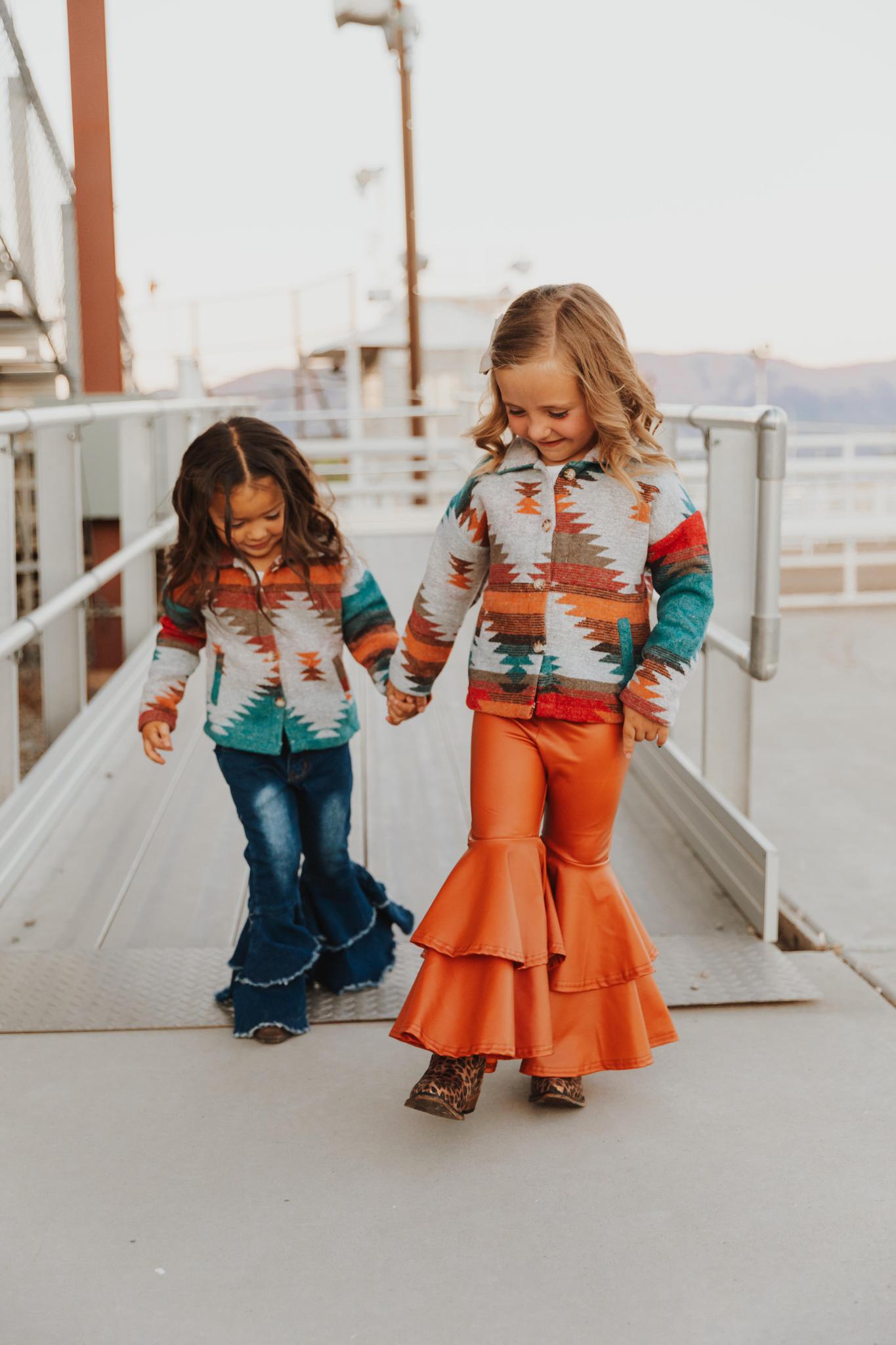 LEATHER DOUBLE LAYER BELL BOTTOMS - RUST