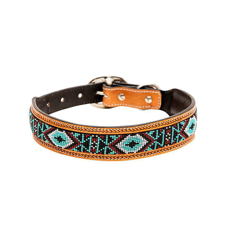 Whizter Hand-Tooled Beaded Dog Collar S-6886