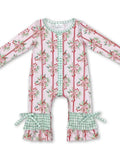 Pink Bow Berry Ruffle Baby Girls Christmas Romper
