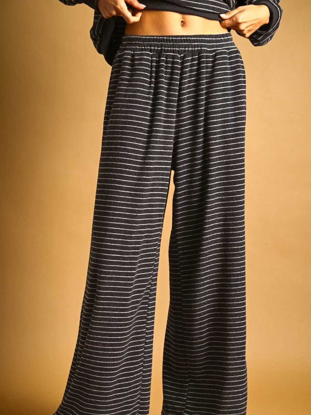 Striped Pattern Towel Fabric Pants