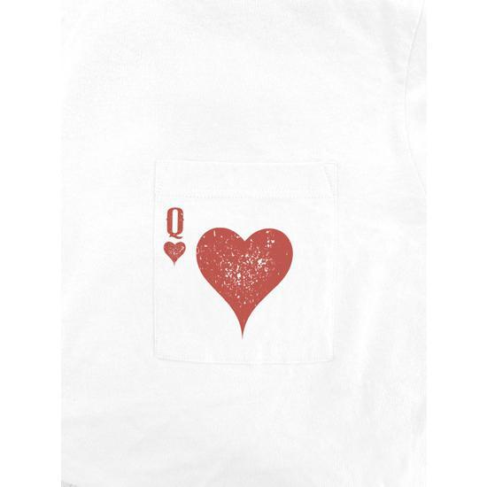 COWGIRL QUEEN CARD CHEST POCKET OVERSIZED WHITE GRAPHIC TEE