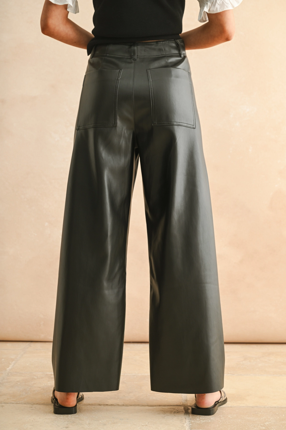 Pintuck Detail Front Pleater Wide Straight Pants