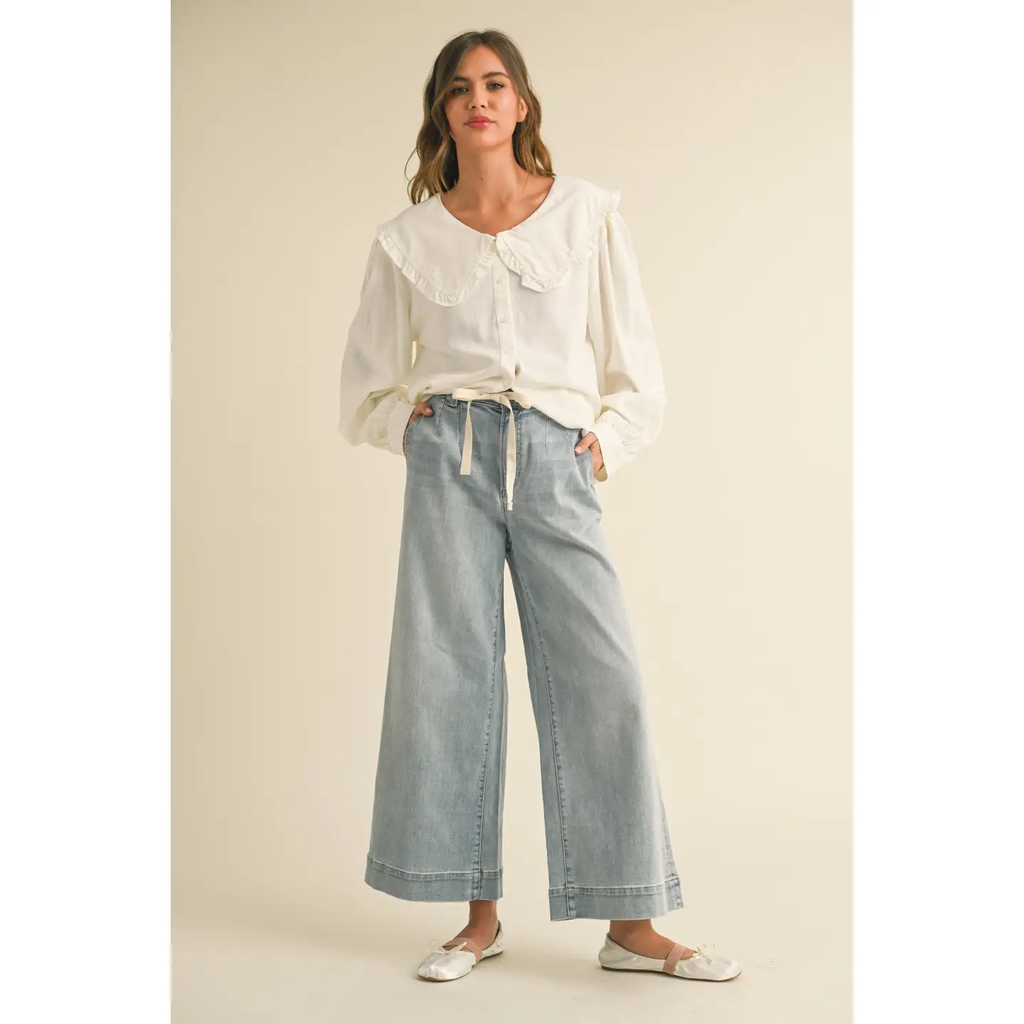 Peter Pan Collar Buttondown 1 Line Blouse