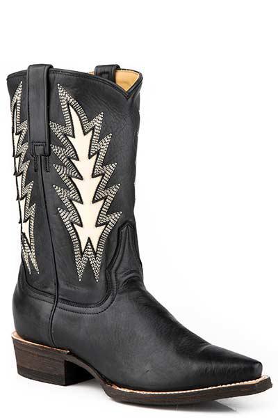 STETSON WOMENS JUNE BLACK LEATHER BOOTS