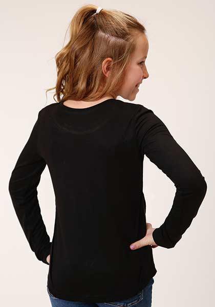 GIRLS KNIT 7-14   NOVELTY/APPLIQUE/EMBROIDERY PRINTED KNIT  1462 P/R JERSEY LS SCOOP NECK TEE