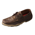 WOMENS BOAT DRIVING MOCCASINS - BROWN/EMBOSSED FLOWER WDM0070