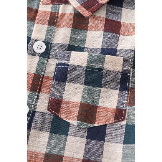 FOREST PLAID POCKET BOY SHIRT