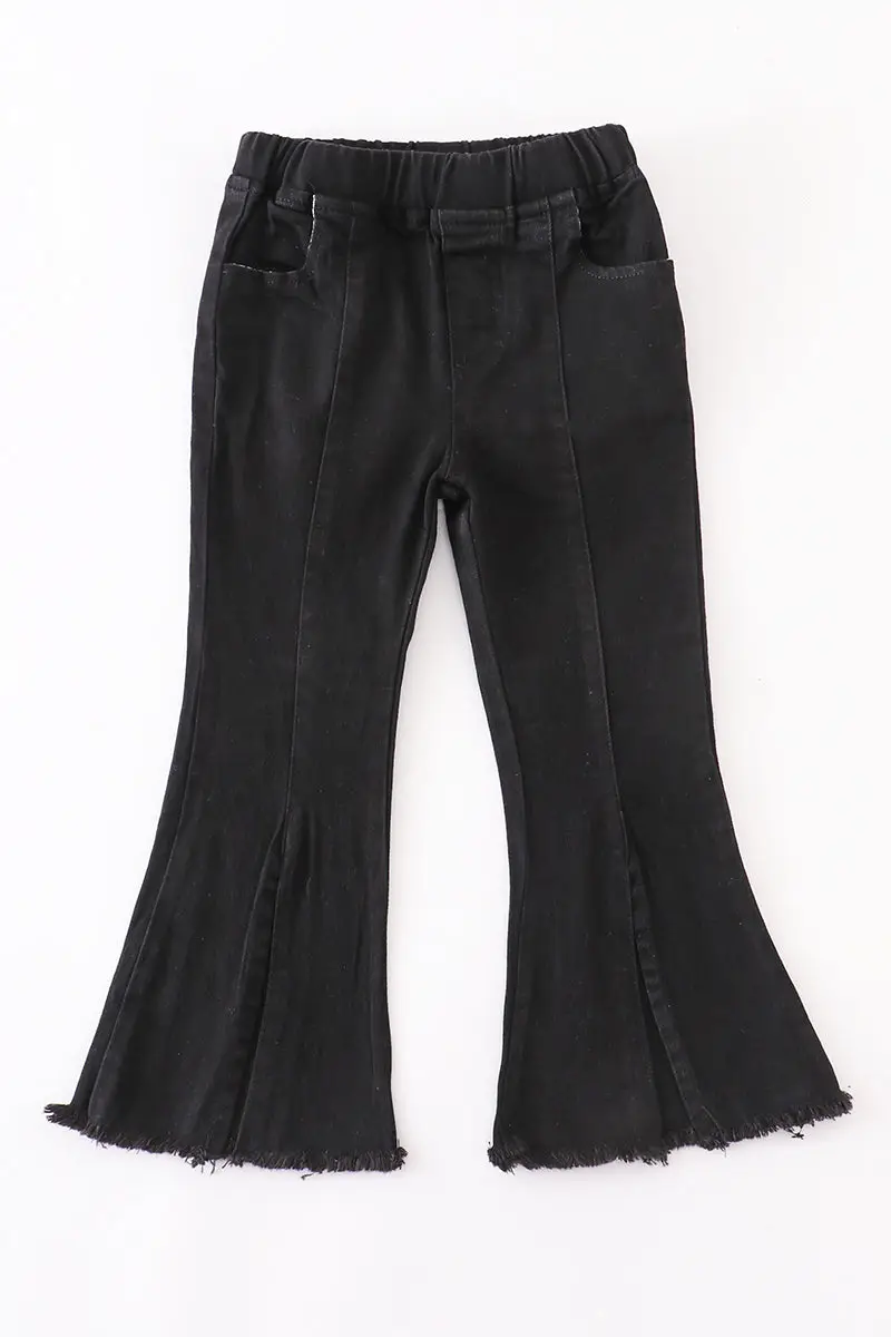 OPEN FRONT BLACK BELL BOTTOM JEANS