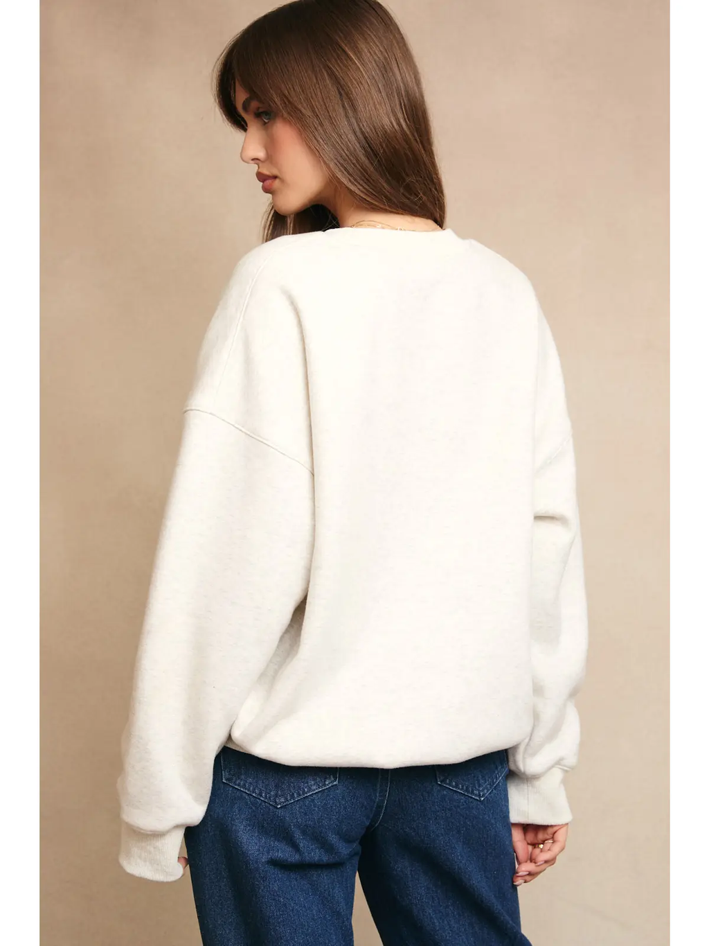 "USA" Contrast Long Sleeve Crewneck Oversized Swatshirt