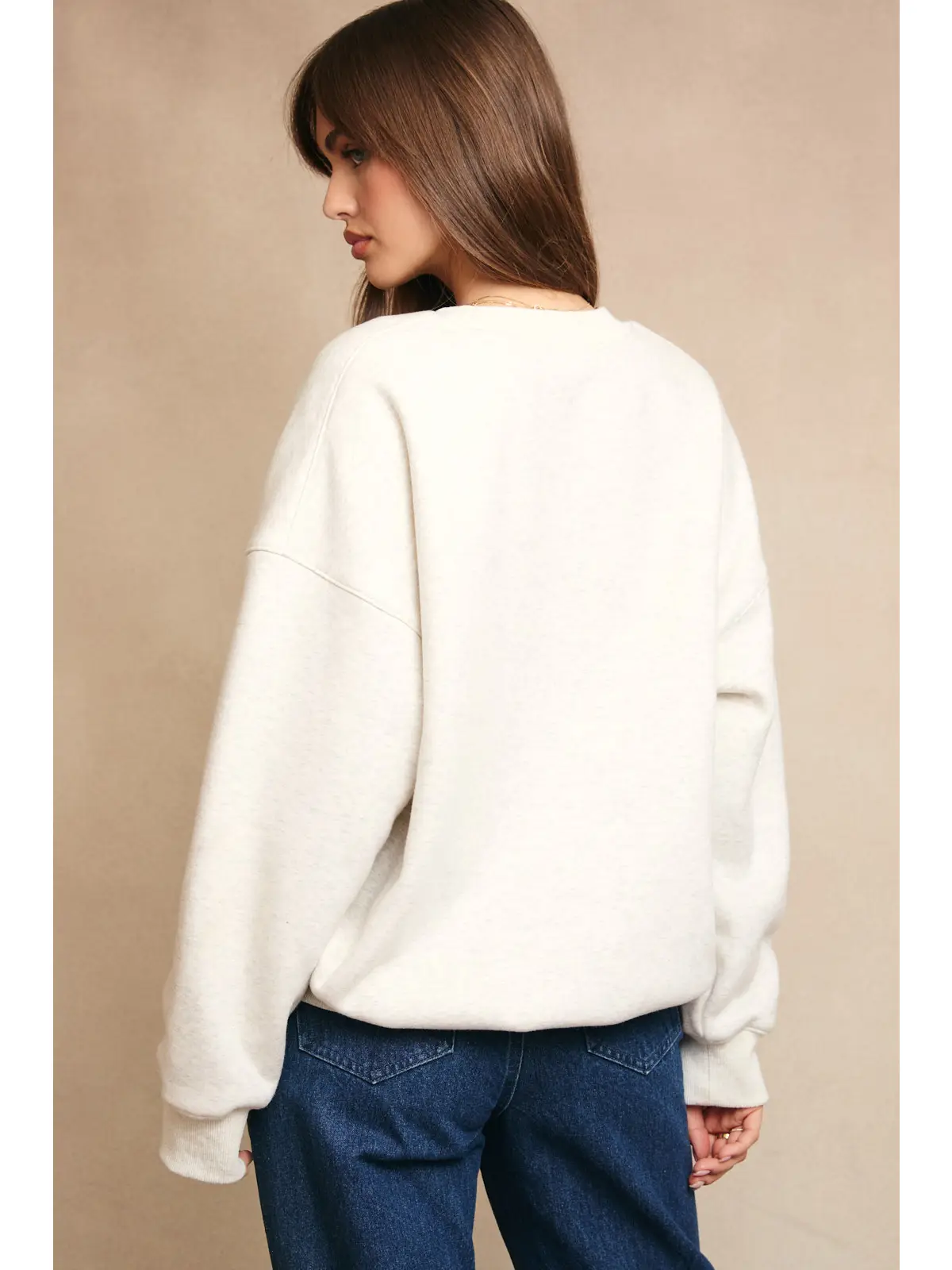"USA" Contrast Long Sleeve Crewneck Oversized Swatshirt