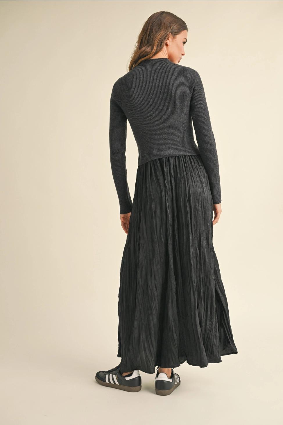 Sweater Combo Woven Dress