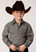 BOYS L/S SHIRT   PERFORMANCE Y/D ALLOVER PRINT -SNAP  1267 BROKEN DIAMOND PRINT
